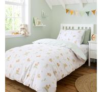 Highland Cow Duvet Cover Reversible Kids Single Quilt Bedding Set White & Green