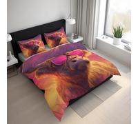Highland Cow Duvet Cover Set Single Size, Funny Farmhouse Animal Bedding Set 135x200 cm, Quilt Cover with 1 Pillowcase, Soft Microfiber 2pcs, Zip 21D&-37