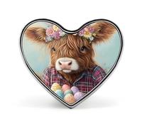 Highland Cow Easter Eggs Heart Badge Funny Lapel Pins Personalized Button Brooch Pin for Clothing Bag Accessories