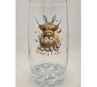 Highland Cow Easter Glass Tumbler Gift. Drinking Glass. Easter Gift for her/him
