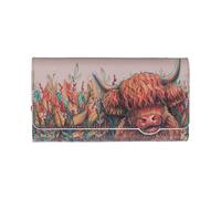 Highland Cow Embossed Coin Purse, Leather-Style, 19 x 3.5 x 10 cm, Animal Pattern