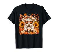 Highland Cow Fall Autumn Pumpkin Spice Sunflower Cute Farm T-Shirt