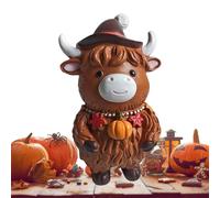 Highland Cow Fall Decor - Resin Thanksgiving Figurines, Rustic Autumn Statue, Seasonal Holiday Accent, Farmhouse Style Ornament | Fall Highland Cow Decoration For Living Room Entryway Garden Apartment