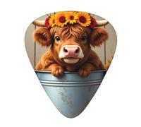 Highland Cow Fall Guitar Picks Gift Set - 12 Smooth Durable Plectrums For Acoustic, Electric & Bass Guitar, Perfect Present For Guitar Lovers & Musicians