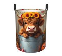 Highland Cow Fall Laundry Basket Hamper Kids Storage Basket Toy Organizer Bin For Bedroom, Bathroom, College Dorms, Boys And Girls