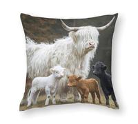 Highland Cow Family Pillowcases Soft Throw Pillow Covers Body Cushion Protective Case for Sofa Car Home Decor