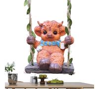 Highland Cow Figure Garden Decoration | Resin Highland Cow Swing Garden Figure, Balcony Sculpture Craft, For Living Room Indoor Outdoor Balcony Yard Garden Backyard Tree Lawn