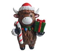 Highland Cow Figurine,Christmas Highland Cow Home Decor - Rustic Cute Ornament for Dorm Farmhouse Bathroom Classroom Kitchen Nursery Bedroom