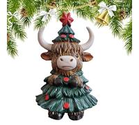 Highland Cow Figurine - Christmas Highland Cow Kitchen Decor | Rustic Cute Ornament for Dorm Farmhouse Bathroom Classroom Kitchen Nursery Bedroom
