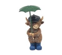 Highland Cow Figurine Resin Ornament Rainy Day Gift Boxed Cute Home Decor 15Cm