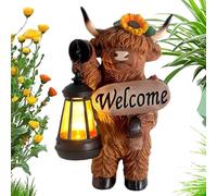 Highland Cow Figurine - Resin UV-Resistant Statue, Outdoor Animal Sculpture, Rustic Farm Decor, Handcrafted Yard Ornament, Durable Lawn Artwork, Country Home Accent | Festive Indoor Accessories for Ho