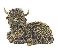 Highland Cow Figurine Rustic Ornament Resting Detailed Display Housewarming Gift