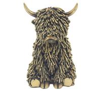 Highland Cow Figurine Rustic Ornament Sitting Detailed Display Housewarming Gift