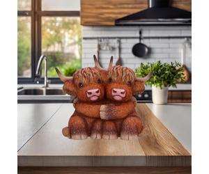 Highland Cow Figurine Scottish Coo "Highland Hug" Nemesis Now New & Boxed 14.5cm