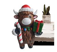 Highland Cow Figurines,Christmas Cow Decorations for Home | Rustic Cute Ornament for Dorm Farmhouse Bathroom Classroom Kitchen Nursery Bedroom