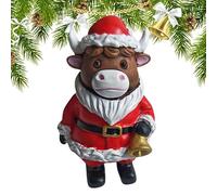 Highland Cow Figurines, Christmas Highland Cow Figure, Cute Rustic Sculpture Ornament for Nursery Bathroom Kitchen Classroom Bedroom Dorm