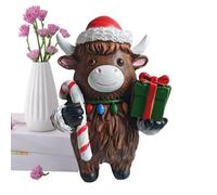 Highland Cow Figurines - Realistic Scottish Highland Bull Mini Resin Statues, Hand Painted Animal Decor | Rustic Farmhouse Decorative Cows for Home, Mantel, Garden Patio, Shelf, Country Cottage, Ranch