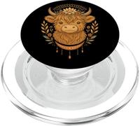 Highland Cow Floral Crown Boho Scottish Highland Cattle PopSockets PopGrip for MagSafe