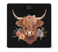 Highland Cow Floral Funny Scale for Body Weight Accurate Digital Bathroom Scale with Easy Read LCD