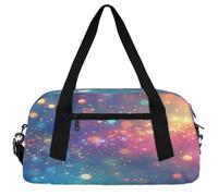 Highland Cow Floral Kids Duffle Bag Boys Girls Small Sport Dance Gym Bag for Overnight Travel Weekender Carry On, Gold Sequins Glitter, 18.5"L x 9.4"W x 7.8"H