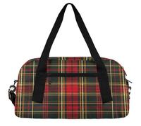 Highland Cow Floral Kids Duffle Bag Boys Girls Small Sport Dance Gym Bag for Overnight Travel Weekender Carry On, Christmas Tartan, 18.5"L x 9.4"W x 7.8"H
