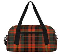 Highland Cow Floral Kids Duffle Bag Boys Girls Small Sport Dance Gym Bag for Overnight Travel Weekender Carry On, Black and Red Checkered, 18.5"L x 9.4"W x 7.8"H