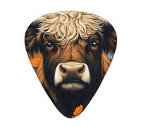 Highland Cow Flowers Guitar Picks Gift Set - Smooth Durable Plectrums For Acoustic, Electric & Bass Guitar, Perfect Present For Guitar Lovers & Musicians