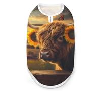 Highland Cow From Window Sunflower Sunset Dog Shirt Sleeveless Pet Clothes Summer T-Shirts Tank Top for Small Puppy Cat