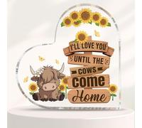 Highland Cow Gifts 4x4 Inch Highland Cow Plaque Thanksgiving Christmas Birthday Highland-Cow Lover Gifts for Girls Women