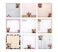Highland Cow Gifts for Women,9 Packs Cute Sticky Notes, 450 Sheets Highland Cow Sticky Notes Set, 3x3 Inches, Stationery Gifts for Women, for Cows Lovers Office School Supplies Christmas Birthday