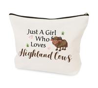 Highland Cow Gifts for Women Girl Cow Lovers Cosmetic Makeup Bag Travel Toiletry Pouch Birthday Christmas Animal Lover Highland Cow Themed Gifts for Bestie Friend Daughter Wife Sister Girlfriend