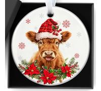 Highland Cow Gifts for Women Ornaments Christmas Tree for Decorative Ceramic Sign Home Accessories Friendship Gifts for Women And Men Lovely Table Centerpiece and Living Room Accessories