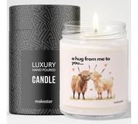Highland Cow Gifts - Luxury Soy Wax Candle - Vanilla, Jasmine, Sugared Almond - Makester