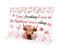 Highland Cow Gifts Ornaments Plaque - I Just Freaking Love Highland Couos Okay Gifts For Women Girls Cute Highland Cow Pink Theme Rose Butterfly For Anniversaries Thanksgiving Day Graduation Birthday