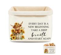Highland Cow Gifts Storage Basket, Foldable Basket for Gifts and Daily Organisation, StorageBasket with Double Layer Fabric and Stable Base, Bread Bag for Shelves Tables Bedroom Living RoomStorage