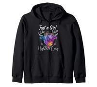 Highland Cow Gifts Women Just a Girl Who Loves Highland Cows Zip Hoodie