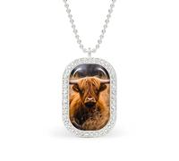 Highland Cow Grass Funny Pendant Necklace for Women Personalized Fashion Jewelry Diamond Necklaces for Wedding Birthday Gold Silver