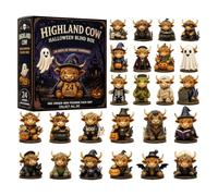 Highland Cow Halloween Blind Box Advent Calendar 24 Days with 24 Pcs Charms