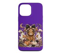Highland Cow Halloween Glam Purple Pumpkins Ghosts Autumn Case for iPhone 13 Pro Max