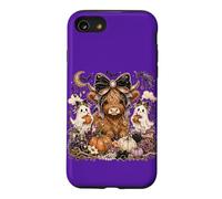 Highland Cow Halloween Glam Purple Pumpkins Ghosts Autumn Case for iPhone SE (2020) / 7/8