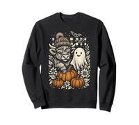 Highland Cow Halloween Pumpkin Ghost Folk Art Scottish Sweatshirt