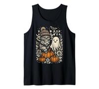 Highland Cow Halloween Pumpkin Ghost Folk Art Scottish Tank Top