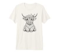 Highland Cow - Hand Drawn - Funny Highland Cow Lover Premium T-Shirt