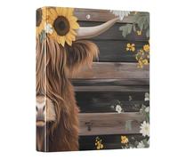Highland Cow Head Floral 3 Ring Binder 1.5 Inch Round Ring Binder View Binder Holds 200 Documents for Home School Office Use