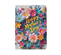 Highland Cow Head Passport Holder for Women with Santa Hat with Card Slots, Colorful Happy Mother's Day Flowers