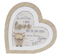 Highland Cow Heart Plaque Love