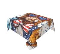 Highland Cow Holding Beer Glass Table Cloth Washable Dinng Table Covers Decorative For Kitchen 60" X 60"