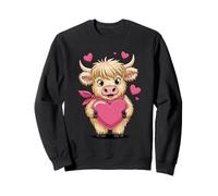 Highland Cow Holding Pink Heart With Hearts Sweatshirt