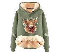 Highland Cow Hoodie Fleece Lined Sherpa Highland Cow Jumpers for Women Cute Cow Shirts for Women Country Western Sweatshirts Highland Cow Gifts
