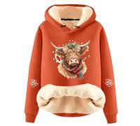 Highland Cow Hoodie Fleece Lined Sherpa Highland Cow Jumpers for Women Cute Cow Shirts for Women Country Western Sweatshirts Highland Cow Gifts